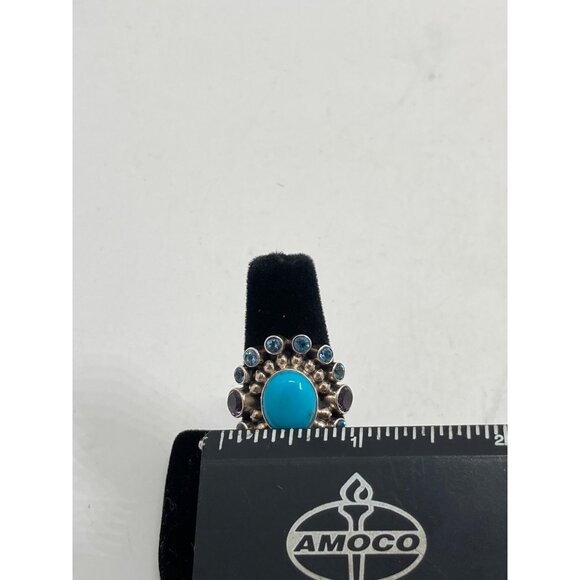 Nicky Butler 925 Sterling Silver Turquoise & Gemstone Ring Size 7 Featuring Blue - Picture 8 of 8